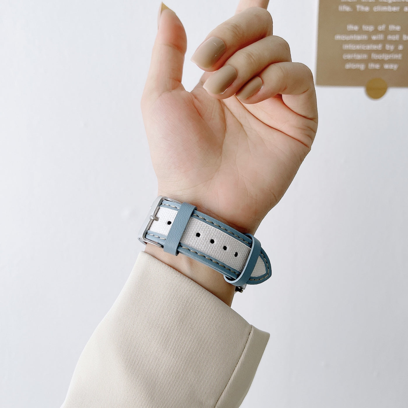Watch Strap Leather And Knitted Nylon Wrist Strap