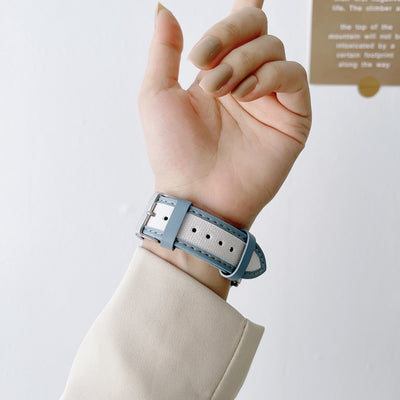 Watch Strap Leather And Knitted Nylon Wrist Strap